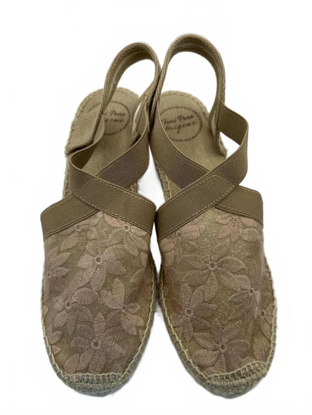Women's Toni Pons Origins Embroidered Lace and Jute 2.5" Heeled Sandals SZ EU 38